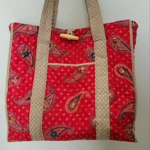 Vintage Maggi B Quilted Fabric Paisley Pattern Tote Bag
